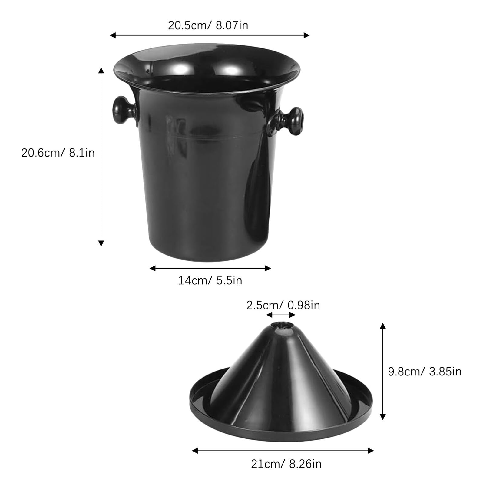 NOLITOY Set de 4 Cubos de Vino Negros Doble Oreja, Cubos de Hielo Redondos de Plástico para Degustación, Previenen Salpicaduras y Guían el Vino en Bares