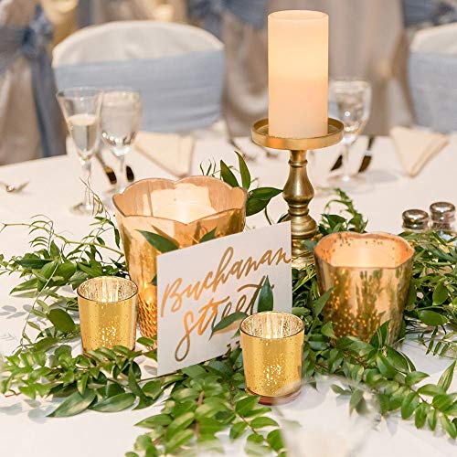 DEVI Gold Votive Candle Holders(24pcs)- Mercury Glass Tealight Candle Holder Bulk- Centerpieces for Wedding Table,Party and Home Decor - Thumbnail 2