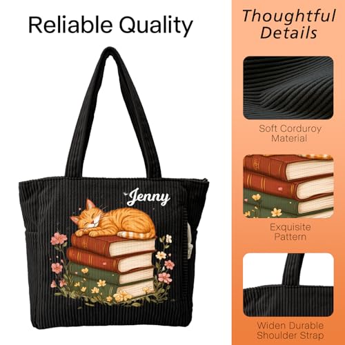 Bolso tote de felpa para mujer, personalizable con nombre, grande, con cremallera, para trabajo, viaje y compras, ideal como regalo para el Día de la Madre, graduación o cumpleaños miniatura 5
