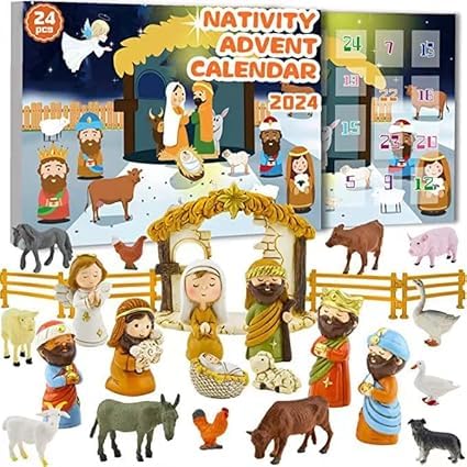 2024 Nativity Advent Calendar 24 Days of Christmas Nativity Scene Set Fun Toys