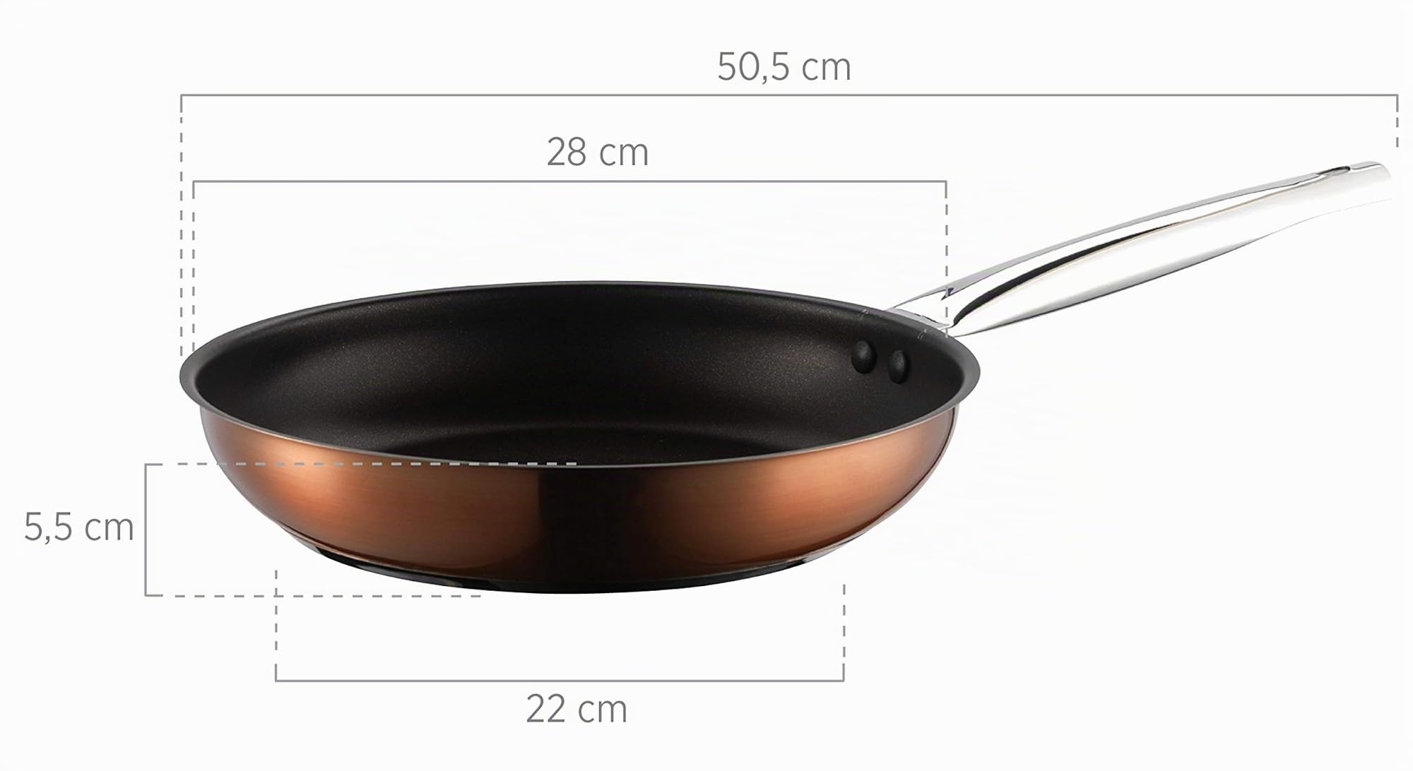 Mäser Asterion Set de casseroles au design moderne cuivré 4 casseroles, 1 poêle antiadhésive et 3 couvercles en verre pour tous feux dont induction, acier inoxydable, verre, cuivre