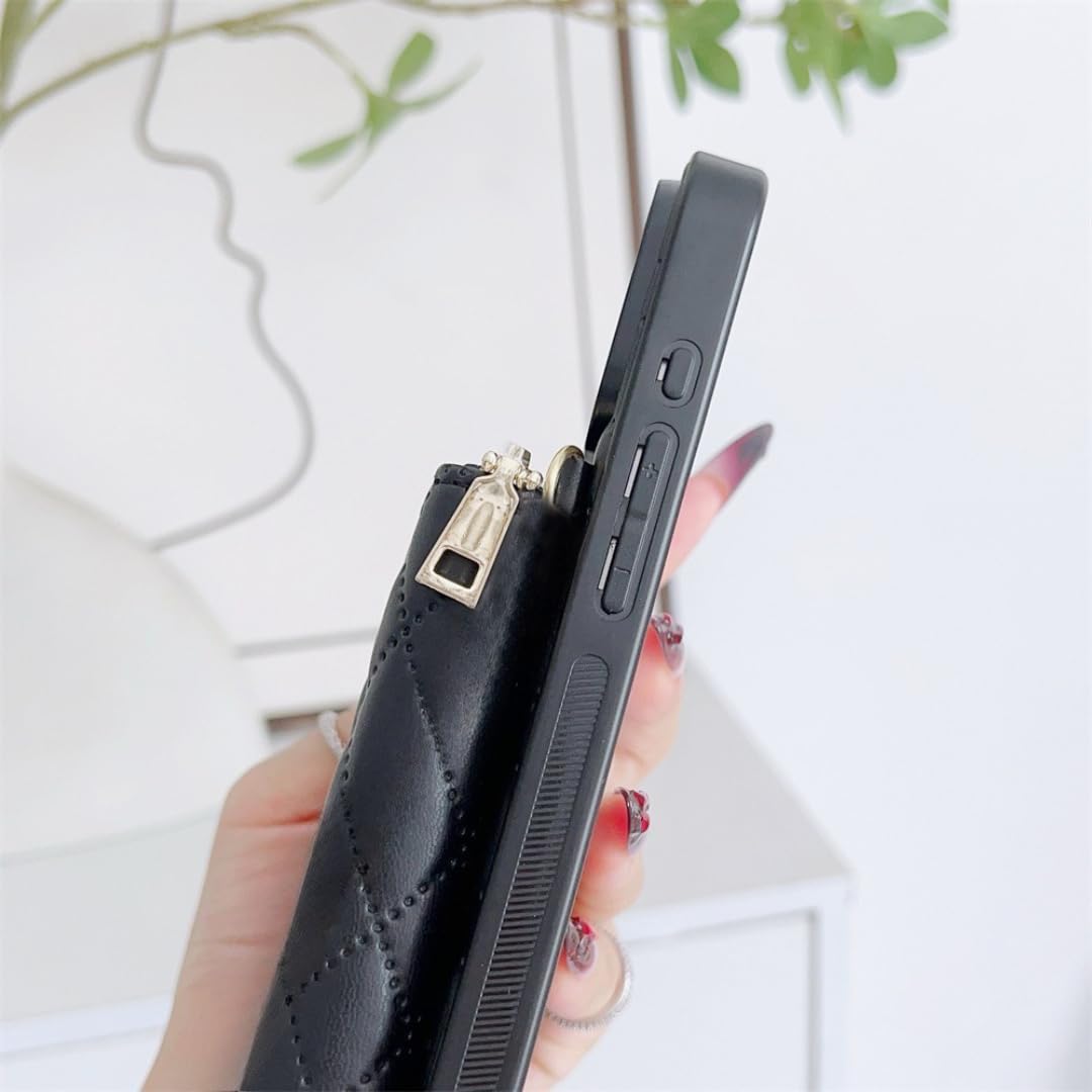 Étui Portefeuille de Luxe à Fermeture éclair avec Porte-Cartes pour iPhone Air (pour iPhone Air/Noir)