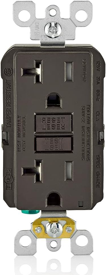 Image of Leviton GFCI Outlet, 20 Amp, Self Test, Tamper-Resistant with LED Indicator Light, Protection from Electric Shock and Electrocution, GFTR2, Brown (Pack of 10)