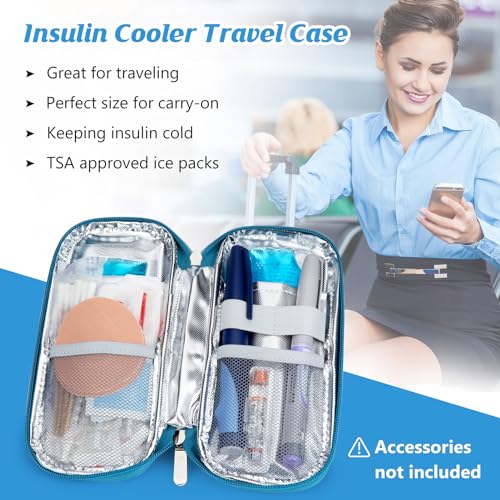 Image of YOUSHARES Insulin Cooler Travel Case - Portable Refrigerated Medicine Case for Insulin Pen, Medication and Diabetic Supplies with 2 TSA Approved Ice Pack