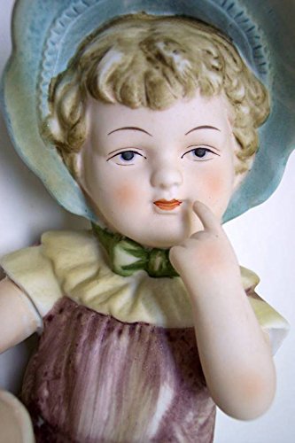 Gojantina Vintage Bisque Porcelain Piano Baby Figurine - Signed, White,