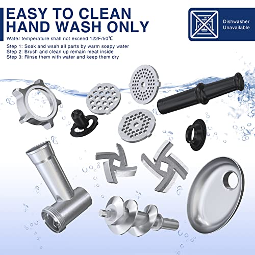 Image of CHEFFANO Meat Grinder, 2800W Max Electric Sausage Stuffer, ETL Approved Heavy Duty Meat Mincer with 2 Blades, 3 Plates, 4 Sausage Tubes & Kubbe Kit for Home Kitchen Use (MG091-3S)