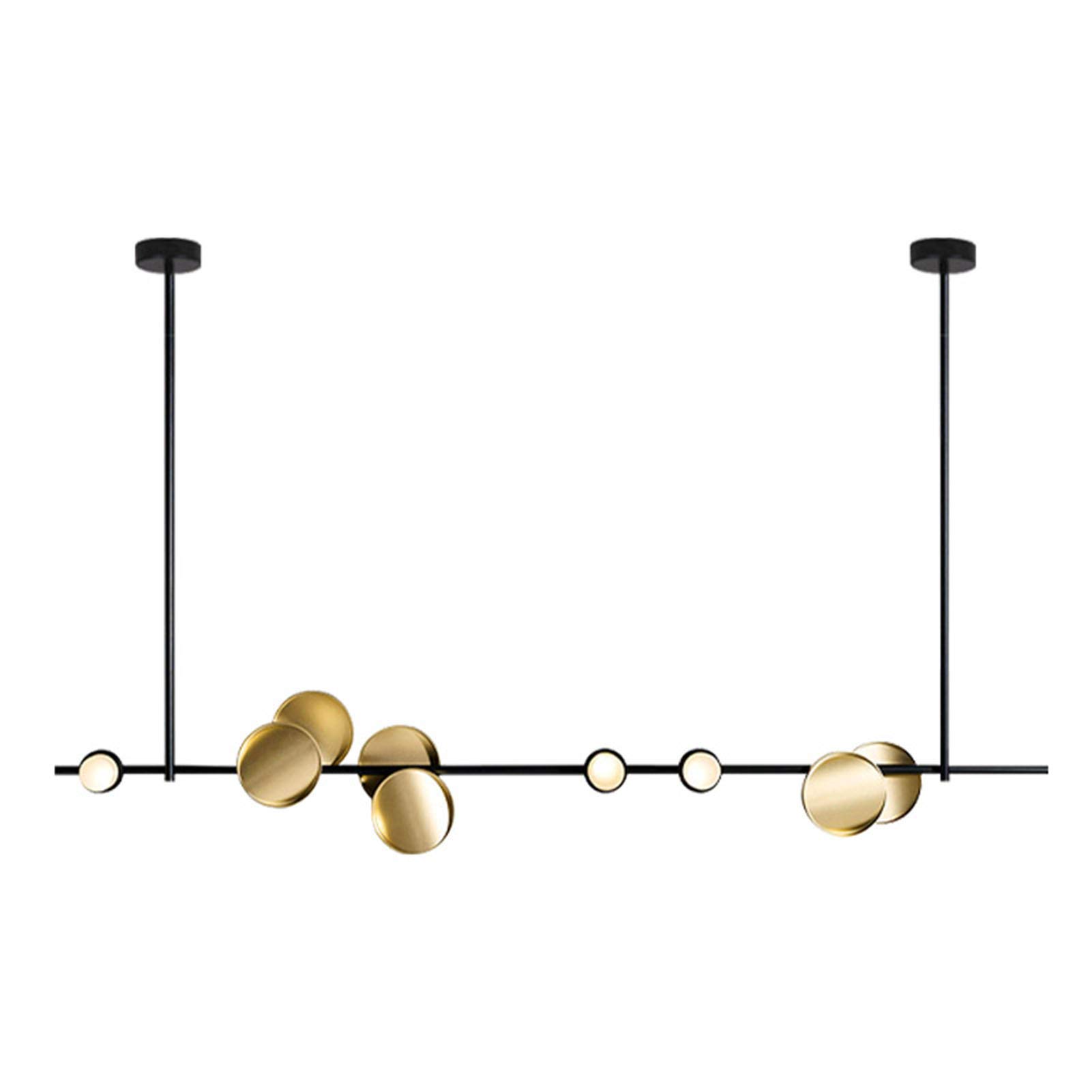 Lámpara de Mesa de comedor de lujo con Tres Luces LED minimalistas de Una palabra, Estilo nórdico Moderno, conciso y Creativo, de múltiples cabezales, Color Negro y Dorado, 140 cm.