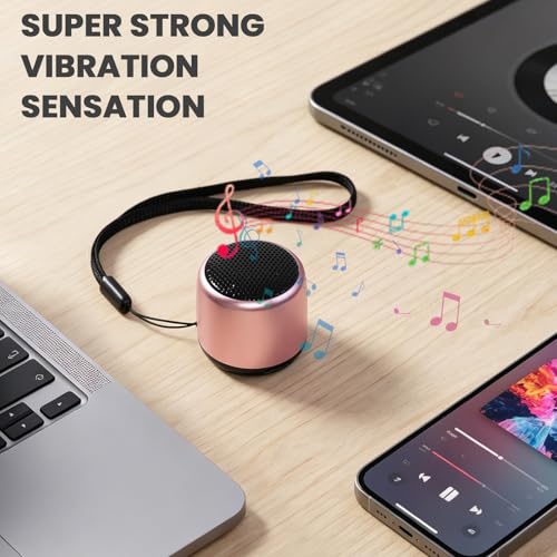 Image of Best Mini Portable Bluetooth Speaker with HD Sound & Bass I Smallest Wireless Bluetooth Speakers for Phone /PC /Tablet I Photo Selfie Button Answer Phone Calls I Cute Tiny Speaker (Rose Gold)