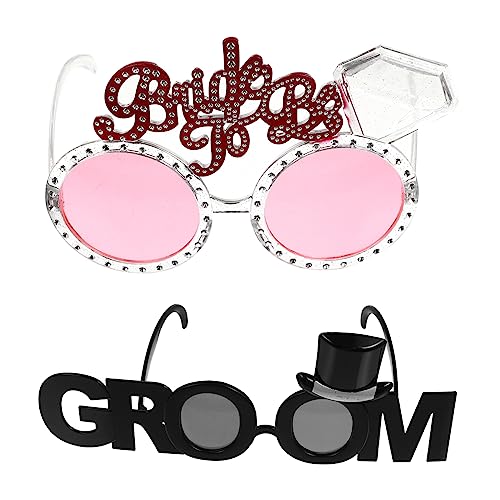 BESPORTBLE Funny Bachelor Party Groom and Bride Glasses Costume Eyewear for Wedding Photos