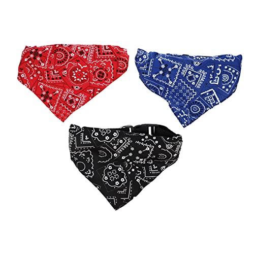 BELLIFFY 3個 ペットよだれかけ 犬のバンダナの首輪 中型犬用首輪 犬の衣装 犬用バンダナ大 チェック柄のスカーフ 大型犬用 ドッグコーン 男の子用スカーフ 犬の唾液 ポリエステル綿