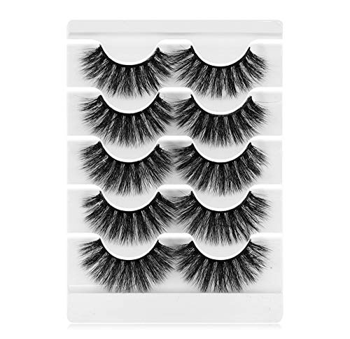 Newcally False Eyelashes Dramatic Long Faux Mink Lashes 5 Pairs Pack