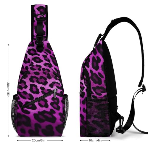Bolso morral cruzado con estampado púrpura de leopardo miniatura 2