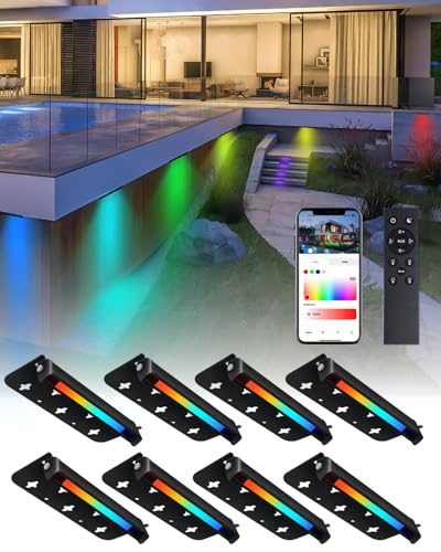 Raxjov 8 Pack 7 Inch RGBCW Retaining Wall Lights, 5W