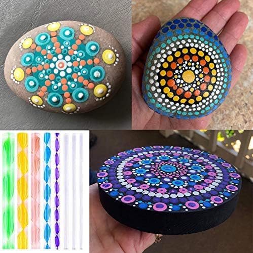 PIXORA Mandala Dotting Tools Set, 17 Pieces, Multicolor, with Stencils Templates Brushes and Paint Tray for Nail Art, Rock Painting, Drawing, Kids Crafts 3
