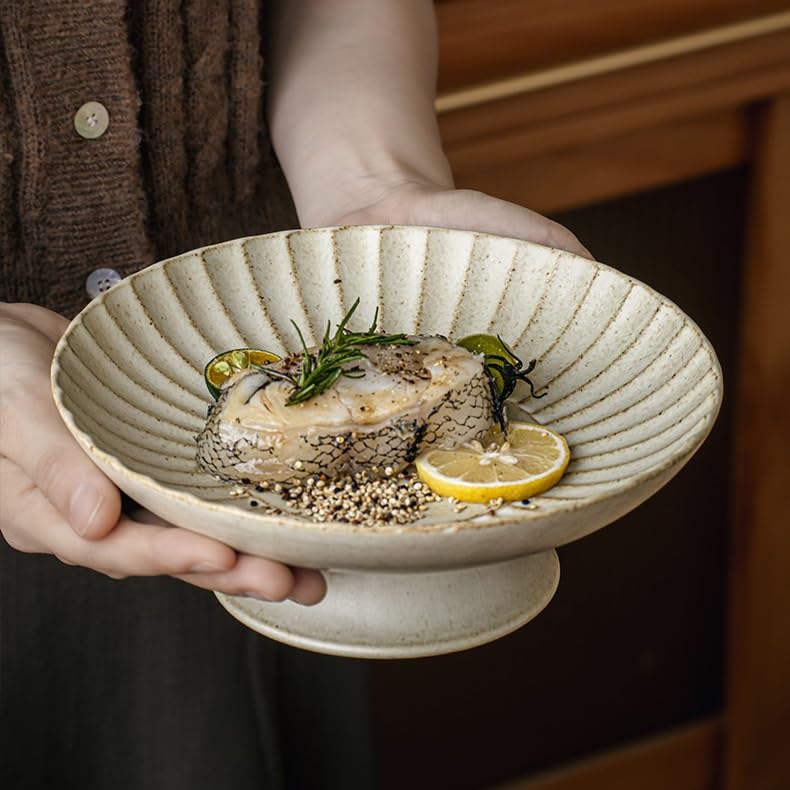 Taca na owoce Talerz 20 cm styl wabi-sabi ręcznie robiona antyczna ceramika na przekąski herbata restauracja kuchnia kosz na owoce kuchnia