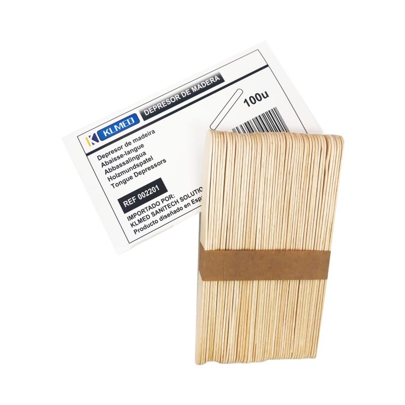 Depresor lingual caja de 100 unidades | 15 x 1,8 cm | No estériles | KLMED