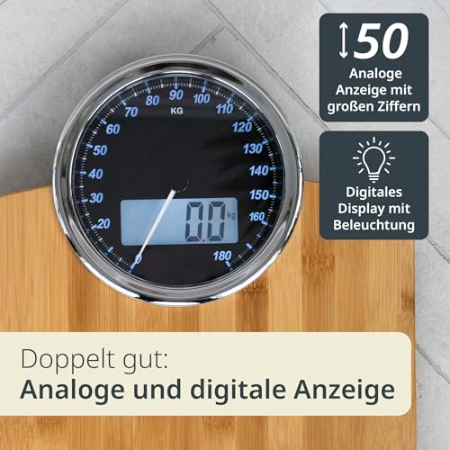 ADE Digitale Körperwaage mit analoger Anzeige und Bambusoberfläche