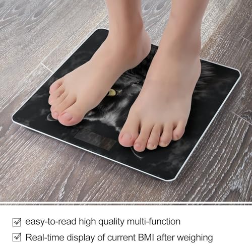 Báscula digital para baño con diseño de gato negro miniatura 5