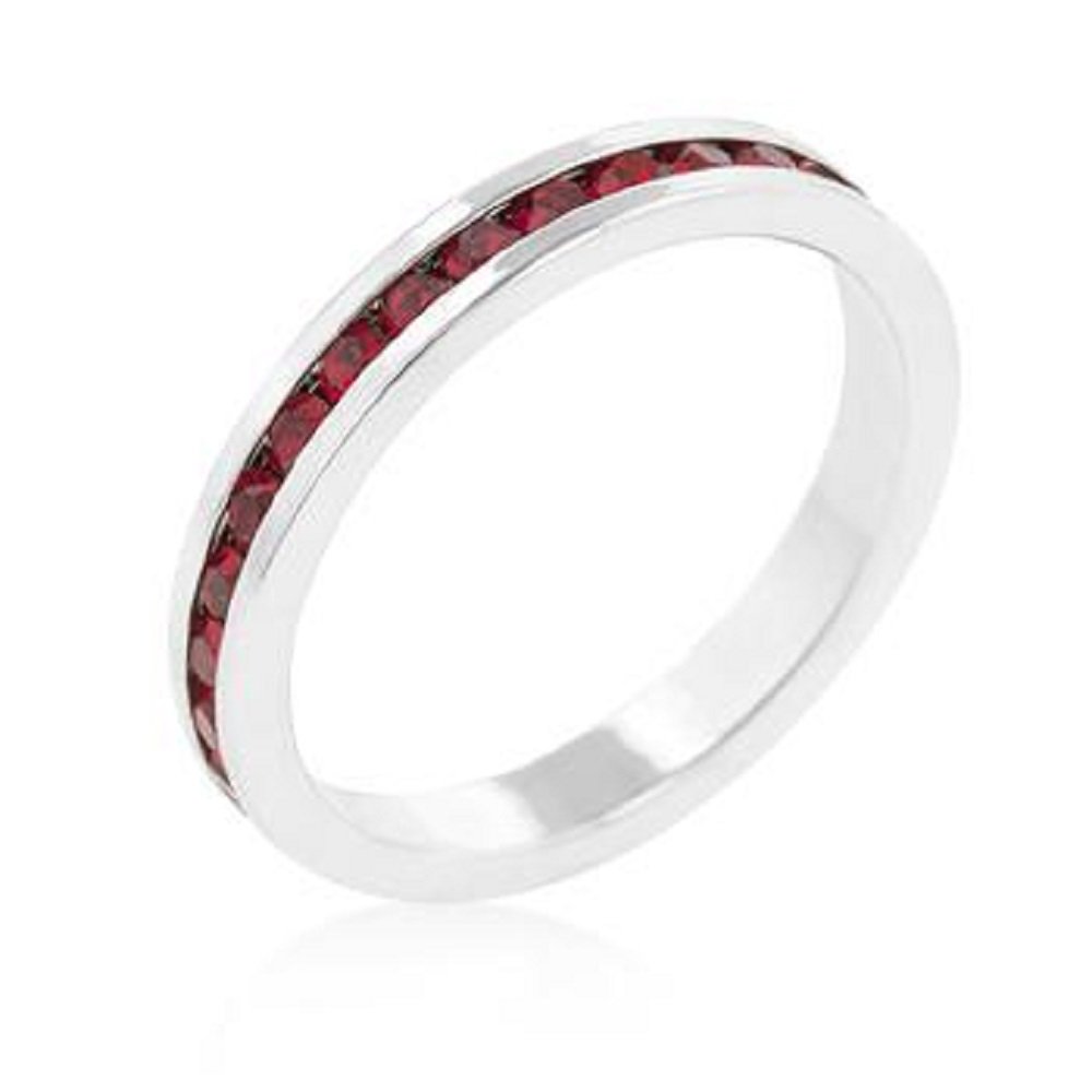 AGNES CREATIONSALIDA Women's Ring Rhodium Zirconium Ruby Size 57