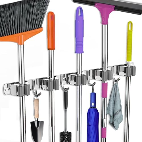 Broom Mop Holder Wall Mount Stainless Steel Wall Mounted Storage ...