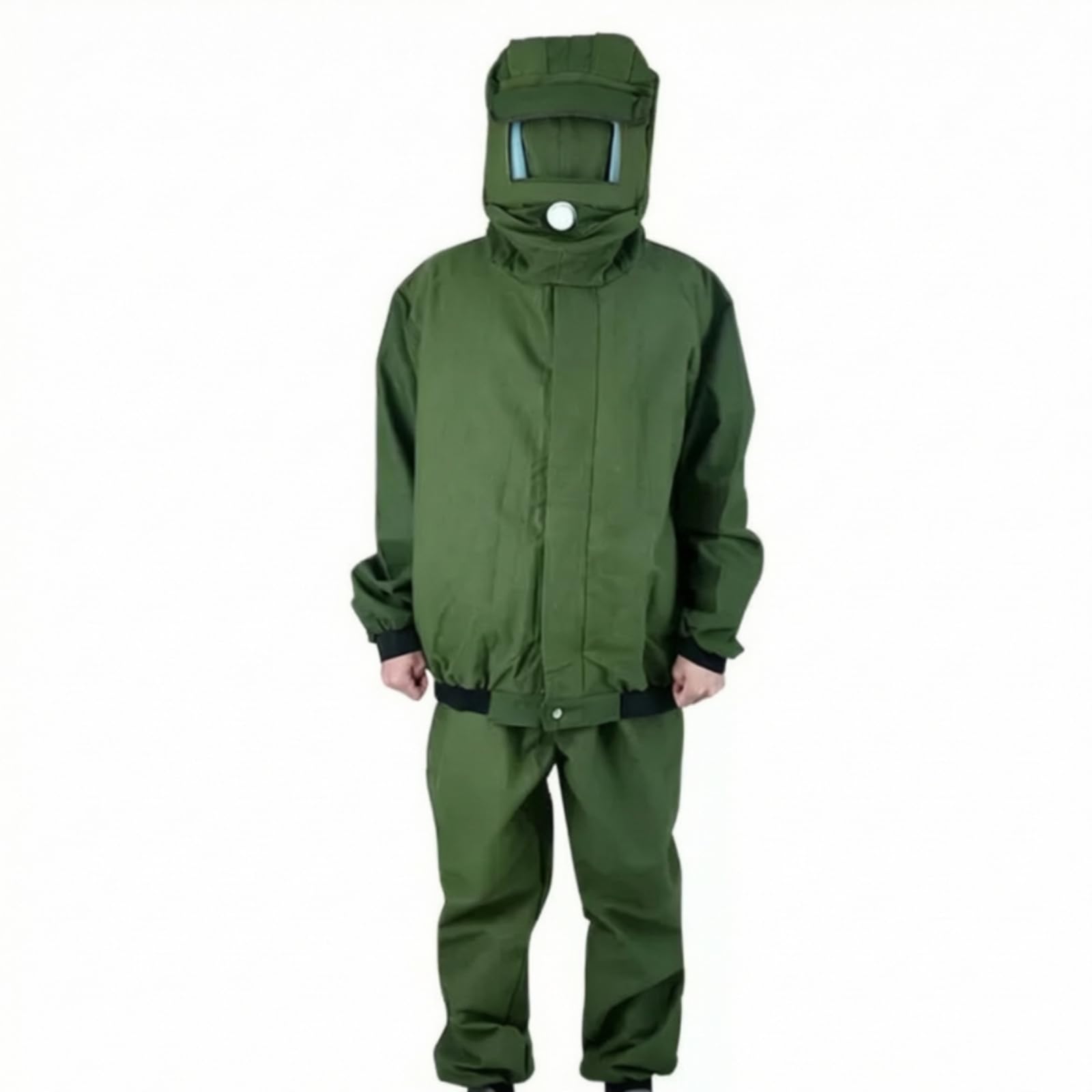 Traje de Trabajo Protector Chaqueta Pantalón Abrigo Capucha Ventana Clara Resistente al Desgaste Te Grueso con Abertura Facial Estructurada, Verde, Verde, Única