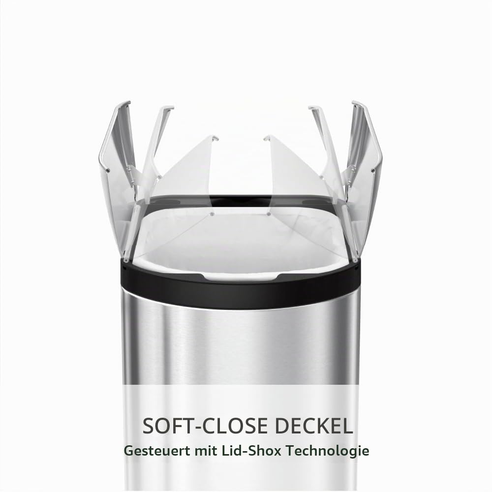 simplehuman CW1899 10 Liter, schmetterling Treteimer, kleiner Mülleimer Bad Badezimmer Büro Schlafzimmer, gebürsteter Stahl, 10 Jahre Garantie