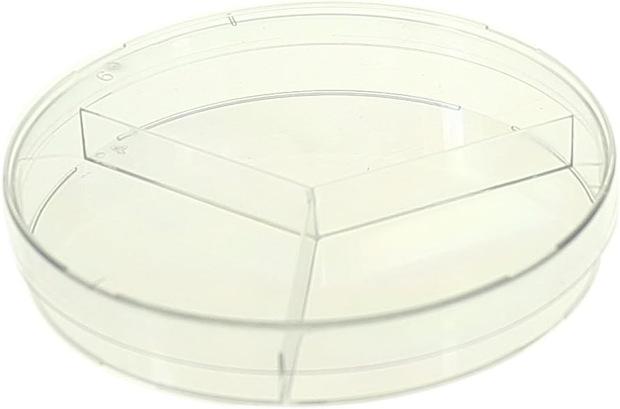 Nest Scientific 753021 Polystyrene Petri Dish, Y-Plate (3-Section), Semi-Stackable, Sterile, 100 mm x 15 mm, 20 per Pack, 500 per Case (Pack of 500)