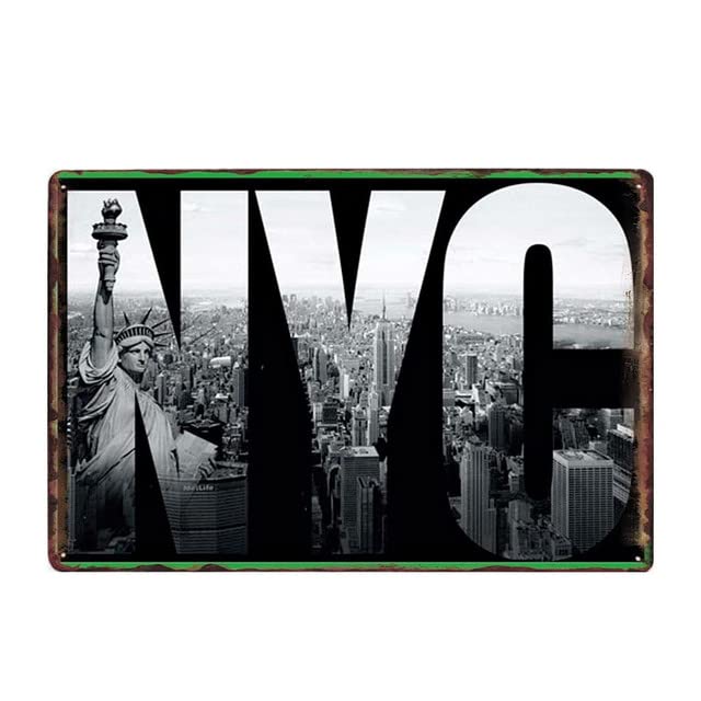 ABCDEFG New York Metal Posters Vintage Tin Sign Bar Pub Club WC Wall Decor Home Plate Retro Plaques 20x30cm