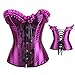 Zhitunemi Women's Satin Steel Boned Waist Trainer Corset Lace Up Boned Low Back Purple Medium