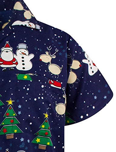 King Kameha Funky Hawaii overhemd, korte mouwen, voorzak, voor vrije tijd met rendier- en kerstman-opdruk - Image 6