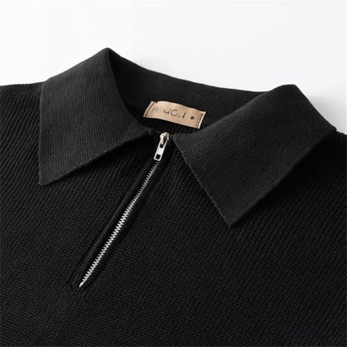 Men's Turn-Down Collar Pullovers Long Sleeve Knitted Sweater Half Zipper Solid Casual Pullovers3
