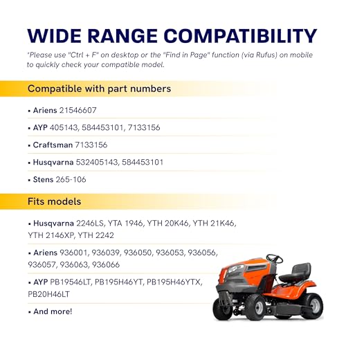 Image of [Upgraded Grip120] Canamax 405143 Deck Belt - for 46 inch Deck Husqvarna 584453101 YTH22V46 YTH20K46 YTH21K46 YTA22V46 YTH2246 YT46LS YTH18K46 532405143 Craftsman Poulan Pro Aramid Cord 1 /2 inch x 105.75 inch