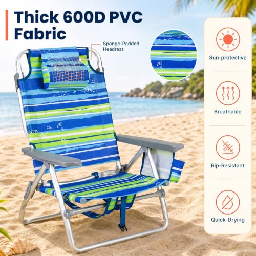 Image of Tangkula Set of 2 Backpack Beach Chair for Camping Beach Picnic
