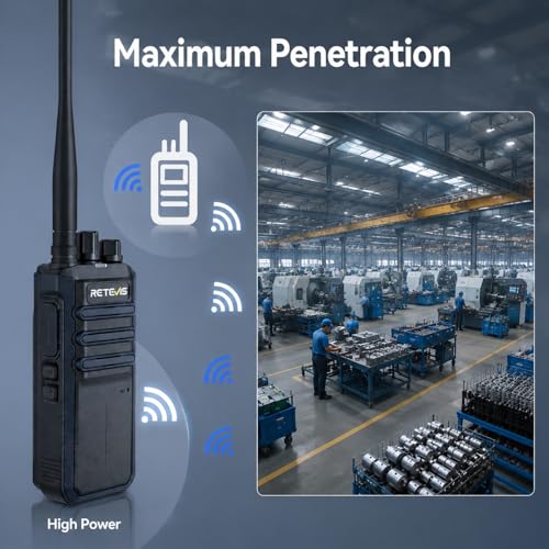 Image of Retevis RT86A GMRS Walkie Talkies Long Range (4 Pack), with EHK012 Foldable Two Way Radio Headset with Mic (2 Pack), NRR 29dB, Hearing Protection, Group Call, Easy Pairing, for Manufacturing Workshop