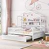 Harperbrightdesignswoodenfullsizehousebedwithtwinsizetrundlekidsbedwithshelfwhitefullwhitetrundle  Urban Country Home Decor Harper bright designs wooden full size house bed with twin size trundlekids bed with shelf whitefull whitetrundle  urban country home decor