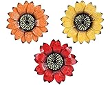 YEAHOME Sunflower Wall Decor - 9 inch Metal Flower Wall Art Decorations, Sunflower Yard Garden Decor Hanging for Kitchen, Bathroom, Bedroom, Set of 3 Handmade Gift for Home, Indoor or Outdoor