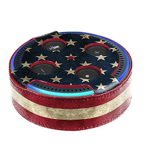 Fintie Protective Case for Amazon Echo Dot (Fits All-New Echo Dot 2nd Generation Only) - Premium Vegan Leather Cover Sleeve Skins, US Flag
