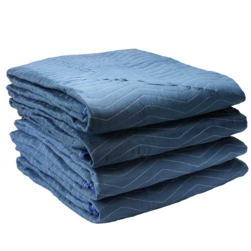 US Cargo Control Pro Mover Furniture Moving Pads - 80 Inches Long By 72 Inches Wide - Blue Moving Blankets - Cotton/Polyester Blend Fabric - Washable and Reusable - 4 Pack