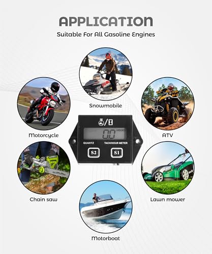 UNLRAE Small Engine Tachometer,Car Accessories Motorcycle Tachometer,Waterproof Tachometers Inductive Tacho Gauge,Used in Motorcycles,ATVs,Boats,Outboard Engines,Lawn Mowers,UTVs,Snowmobiles