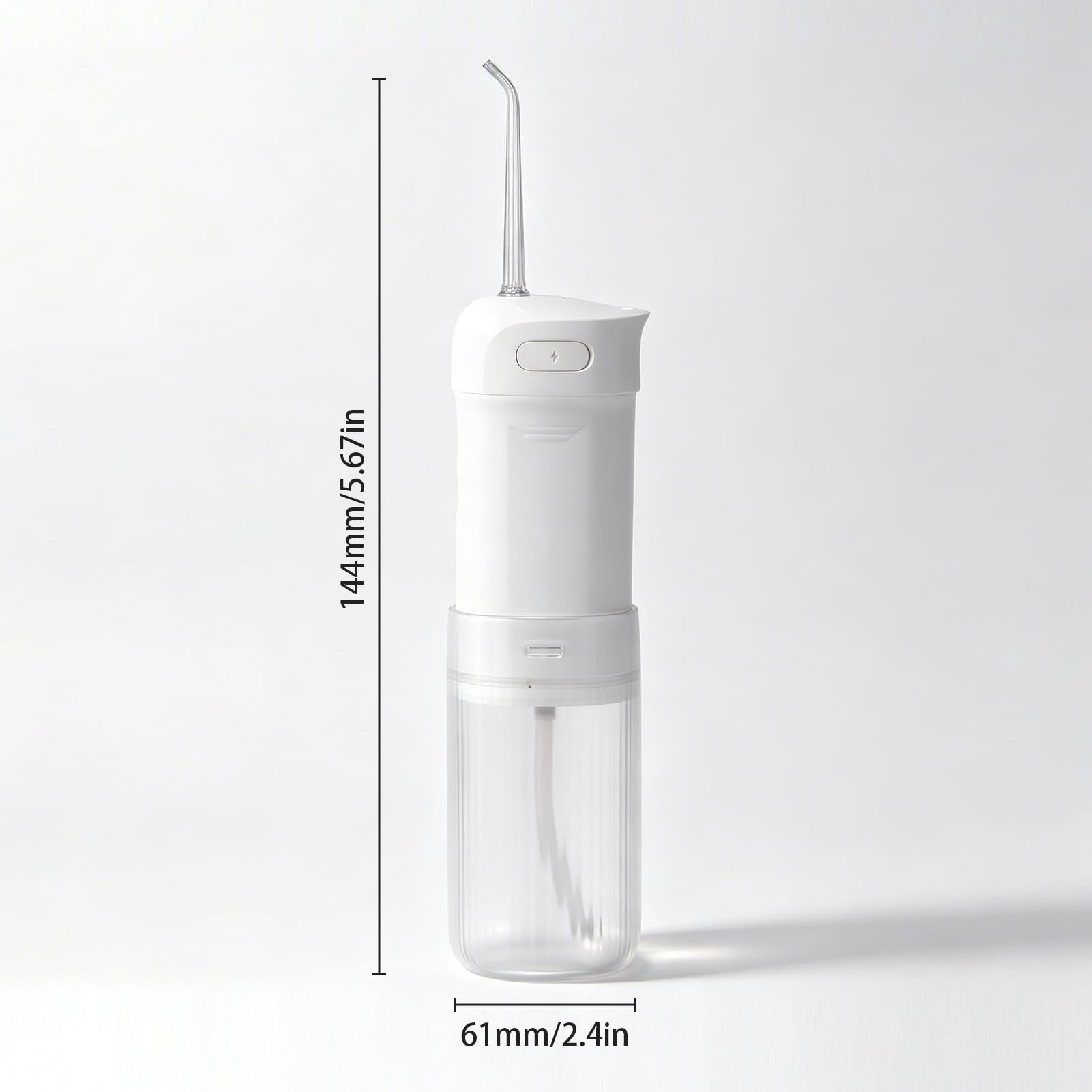 Dispositivo eléctrico de hilo dental de agua, irrigador oral portátil, tanque de agua de 200 ml, 70 días de duración de la batería, 4 modos de presión, IPX7 lavable para viajes en casa (blanco)