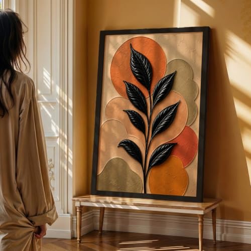 Image of NoWorries Floral Botanical Wall Painting with Frame | Premium Textured Flower & Leaf Artwork, Pastel Nature Wall Decor Framed for Living Room Bedroom Office and Home Decoration (Art-15,13x19inch)
