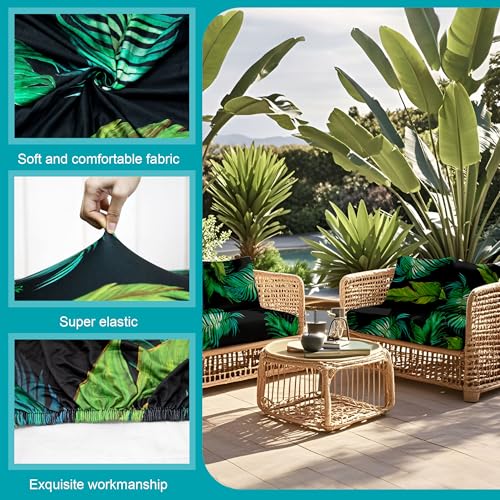Image of 14 Pcs Stretch Patio Cushion Covers,Outdoor Couch Covers Replacement,Outdoor Couch & Sofa Slipcovers,for Patio Furniture Cushion Covers,Washable Reusable Furniture Protector (Summer,Cover Only)