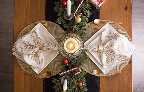 DII Woven Placemats Collection Metallic Round Placemat Set, 15", Champagne, 4 Piece by DII - Used condition - Image 3