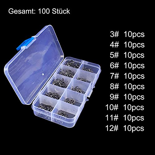 100-Stueck-Angelhaken-aus-Kohlenstoffstahl-Karabinerhaken-mit-Widerhaken-Drehgelenk-fuer-Angelkugellager-mit-Kunststoffbox-Angelzubehoer-Kit-Groesse-3-12