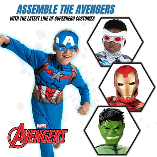 Jazwares Marvel Captain America Youth Costume- Poly Jersey Youth Costume With Printed Design And 3D Mask, Blue, Small #TOP2