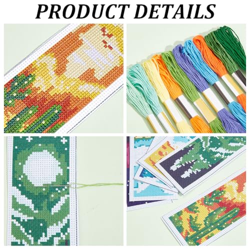 Image of INFUNLY 6PCS Landscape Cross Stitch Bookmark Kit for Adults Mountain Cross Stitch Kits DIY Crossstitch Kits Natural Scenery Stamped Embroidery Bookmark Kit with Instructions for Book Lovers Readers