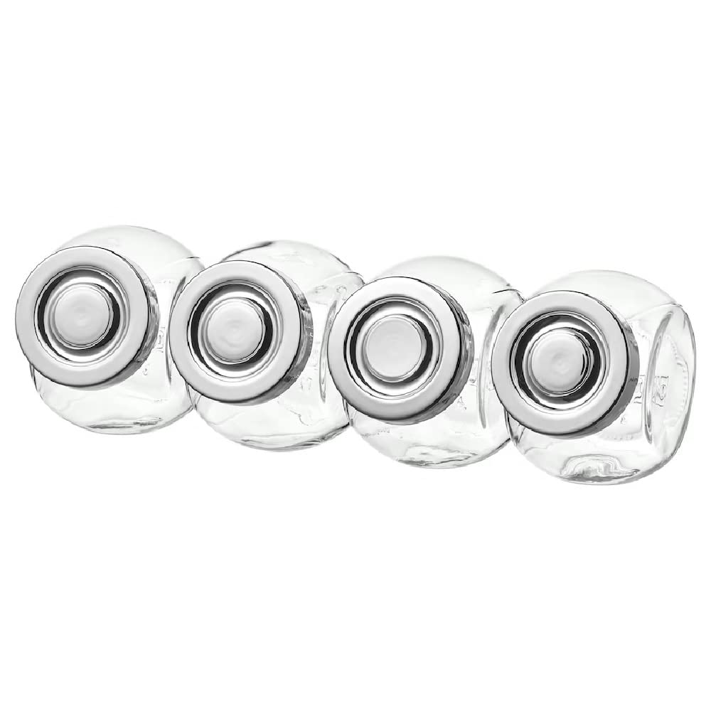 I-K-E-A 4 Pack RAJTAN Small Spice Jar Food Jars Containers Glass Aluminium Dishwasher Safe 15 cl Durable