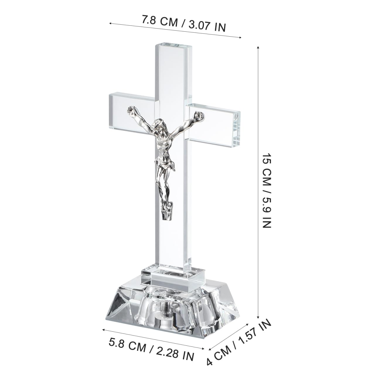 Kristall Kreuz Stehend, Kreuz aus Glas mit Led-licht Stilvolle Ostern Christliche Deko für Schreibtisch Spirituelles Segensornament Handgefertigt für Büro Zuhause und Kirche Einzigartige Geschenkidee