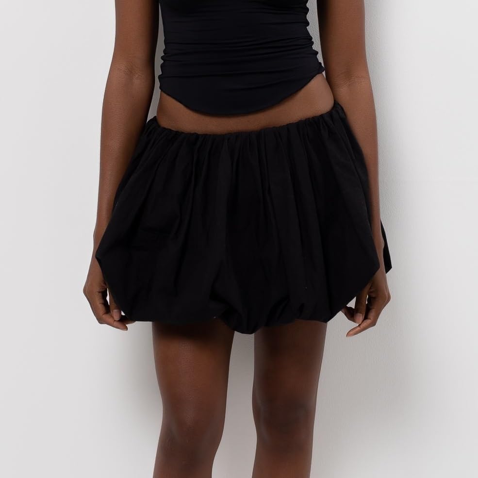 Muineobuka Women Girls Bubble Mini Skirt Low Waist Pleated Puffy Short Skirts A-Line Rufle Flared Mini Balloon Skirts - Image 4