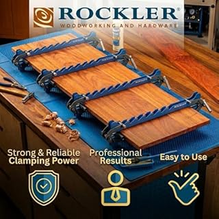 Rockler Mini Deluxe Panel Clamps (2-Pack) - Powerful Four-Way Pressure Cabinet Clamps - Sawtooth Pattern Mini Clamp Set w/Clamp Rails, Storage Rack & More - Great for Small Panel, Cutting Boards